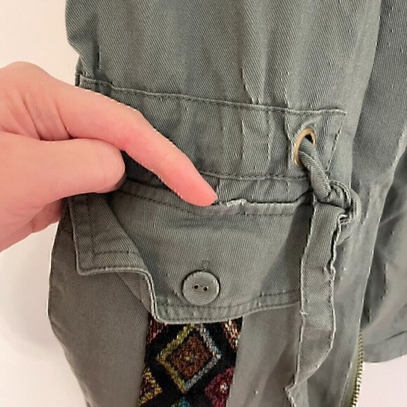 MODCLOTH Keep a Woven Mind Jacket Olive Army Green Multi Aztec Boho Embroidered - Picture 8 of 15